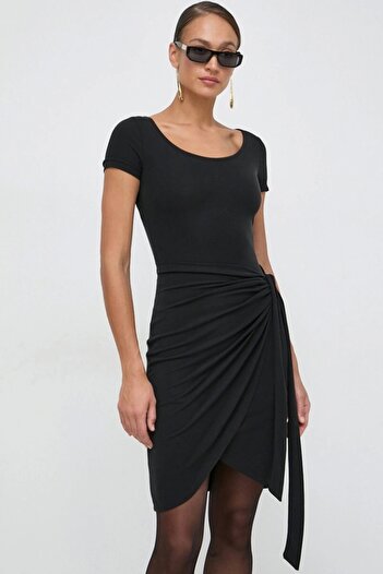Guess Women's Round Neck Short Sleeve Black Dress