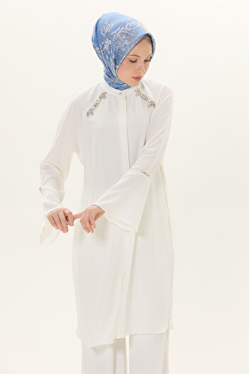 Setrms Taş Detaylı Reglan Kolları Volanlı Tunik