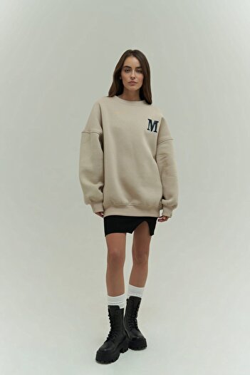 MAİ COLLECTİON Світшот Venera Bone Oversized Sweatshirt