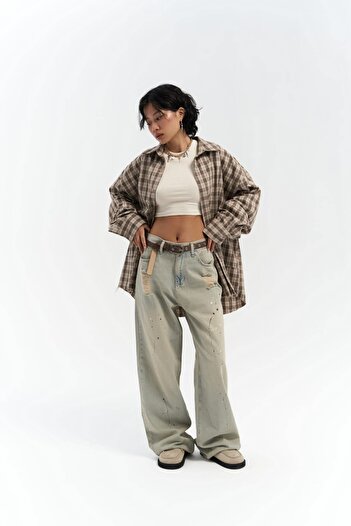 MAİ COLLECTİON Touch Dirty Green Jean Pants