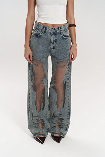 MAI STUDIOS CO. Trixie Mavi Transparan Jean Pantolon