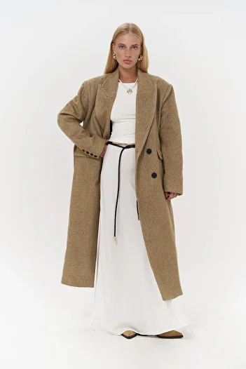 MAİ COLLECTİON Naarden Mustard Long Coat