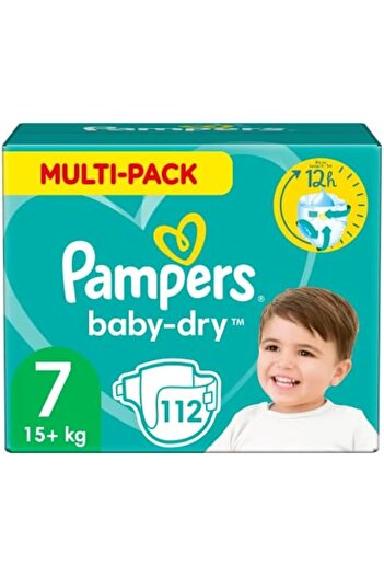 Pampers Baby Nappies Size 7 (15+ kg/33 Lb), Baby-Dry, 112 Nappies, MONTHLY SAVINGS PACK, Up To 12h O