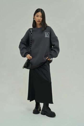 MAİ COLLECTİON Venera Anthracite Oversize Sweatshirt