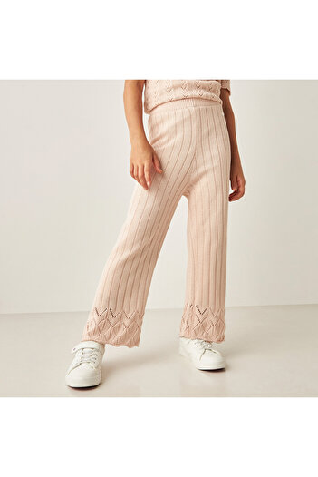 ELIGO Ribbed Wide-Leg Pants