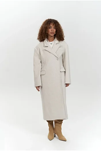 MAİ COLLECTİON Ophelia Beige Masculine Coat