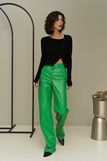 MAİ COLLECTİON Scott Green Leather Trousers