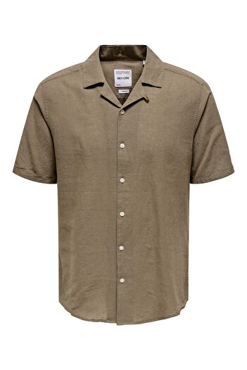 Only & Sons Мъжка зелена риза Onscaiden Life SS Solid Resort Linennoos - 22025116