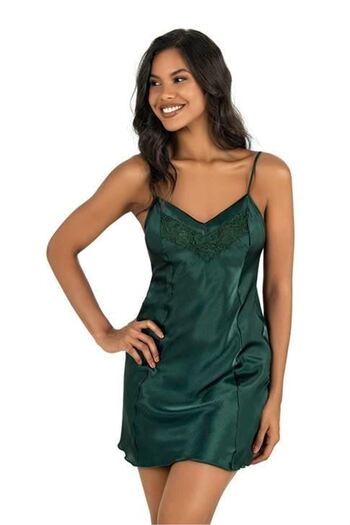 PRIMODA Green Short Satin Nightgown 8231