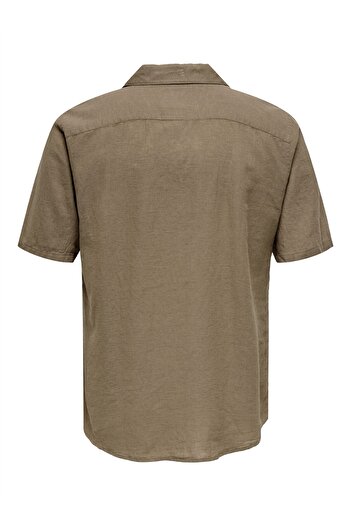 Only & Sons Мъжка зелена риза Onscaiden Life SS Solid Resort Linennoos - 22025116