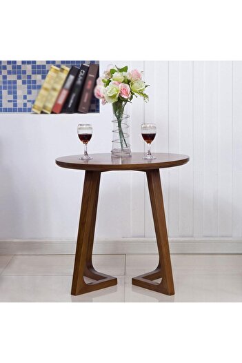 1st Small Wooden Coffee Table with Sturdy Frame and Polished Top 60x55cm - Brown