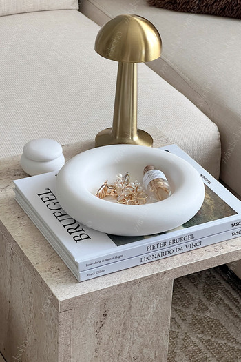 mindsoho Varnished (Wax) 20cm Decorative Sand Patterned Plate Bowl, Jewelry Plate, Keychain, Presentation Bowl