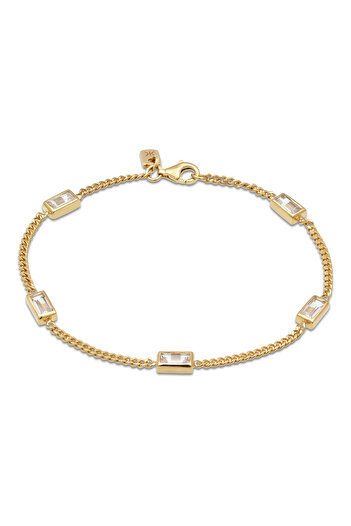 KUZZOI Bracelet Bracelet Men Rectangle Armouredchain Topaz Emerald Cut White 925 Sterling Silver Gifts for