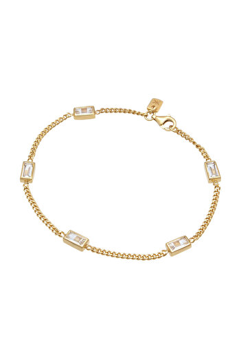 KUZZOI Bracelet Bracelet Men Rectangle Armouredchain Topaz Emerald Cut White 925 Sterling Silver Gifts for