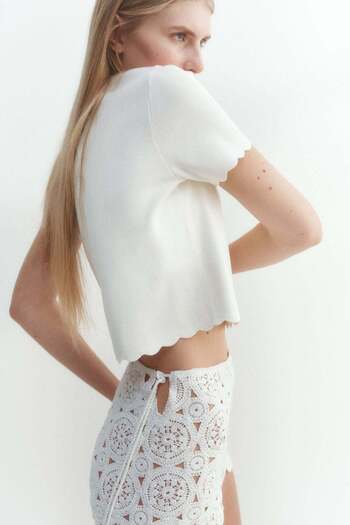 H&M Scalloped fine-knit cardigan