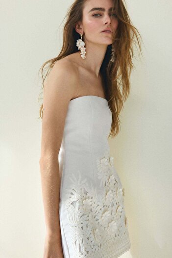 H&M Appliquéd Bandeau Dress