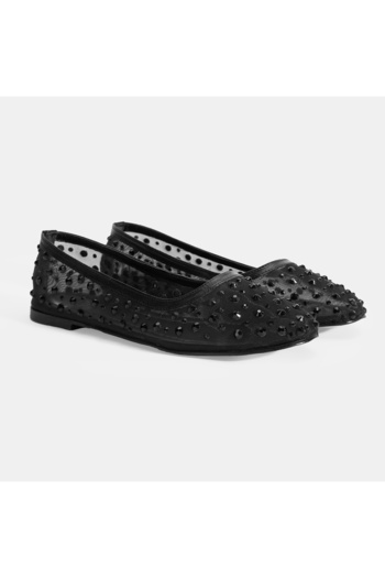 Desa Women's Black Stone Detailed Mesh Babet