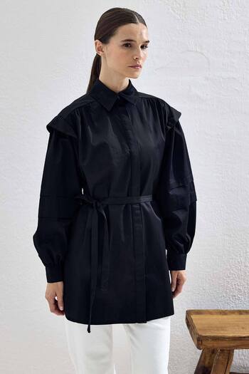 Hooopstore ALLER Λεπτομερές πουκάμισο Oversize - Μαύρο