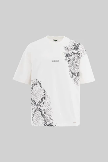 Machinist Men's Crocodile Printed Oversize Ecru T-Shirt