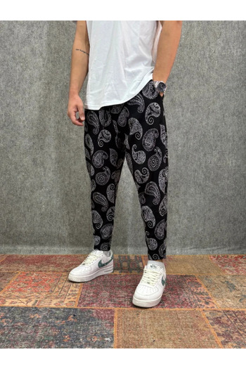 FıttingRoom Patterned Baggy Trousers with Elastic Waist