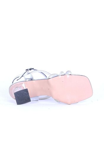 moda ayakkabım Moda Ayakkabı 533 Parlak Taşlı 7 Cm Şefaf Topuklu Ayakkabı