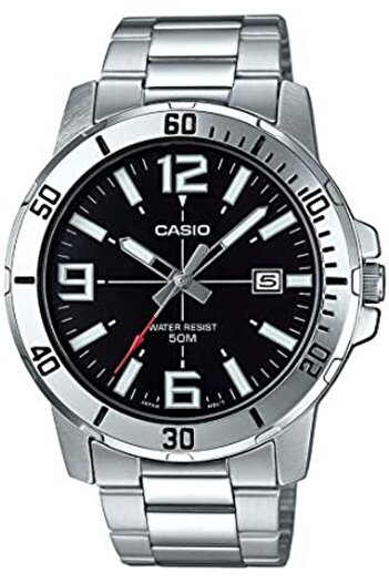 Casio Casio Men's Watch - MTP-VD01D-1BVUDF Black Dial, Silver Band