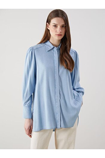 LC Waikiki Shirt Collar Women's Jean Tunic (S5)