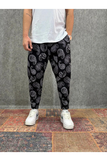 FıttingRoom Patterned Baggy Trousers with Elastic Waist