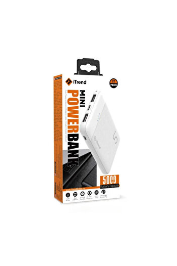 REDz Accessories Mini External Battery, Itrend Pb305, Capacity 5000 Mah, Fast Charging, White