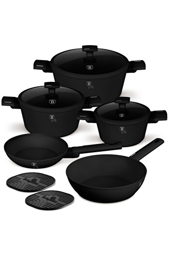 Berlinger Haus BerlingerHaus 10-Piece Cookware Set – Matte Black Collection, TitanPRO Non-Stick, Induction, Black