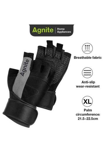 Deli Agnite Er353 Workout Gloves For Men & Women – Half Finger Gym Gloves With Wrist Support – Xl