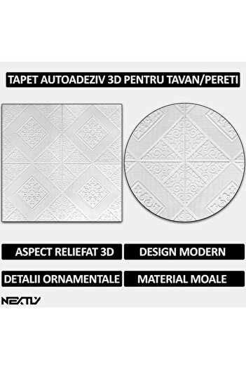 NEXTLY Set 50 X Tapet Autoadeziv 3d , Pentru Perete Sau Tavan, Waterproof, Ajustabil, Adeziv