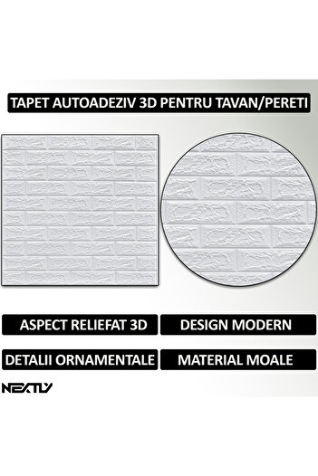 NEXTLY Set of 100 X 3D Self-Adhesive Wallpaper, For Ceiling/Wall, Brick Design, Waterproof, Adjustable