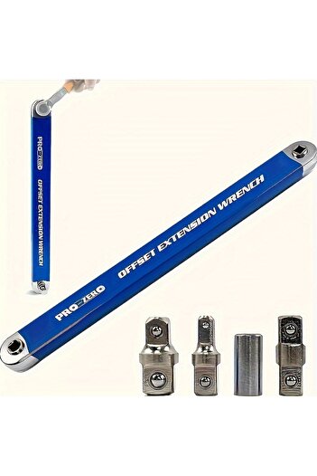 DUTRIEUX Blue Impact Resistant Extension Wrench Set, Multi-Purpose Ratchet Wrench w/ 12, 14, 38mm Square Driv