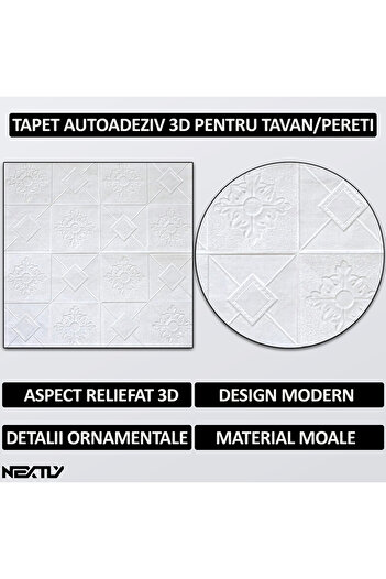 NEXTLY Set of 50 Self-Adhesive 3D Wallpaper, For Wall Or Ceiling, Waterproof, Adjustable, Surface