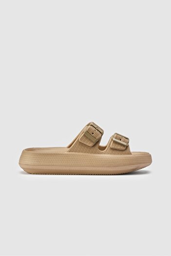 OZYO Leon Beige Men's Double Buckle Eva Beach Slippers