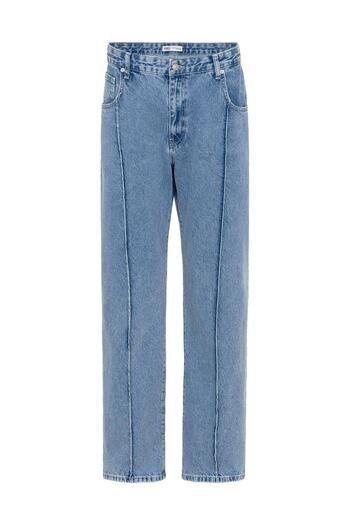 VAMOSCLO Relaxed Fit Jean with Stitching Detail Light Blue Melange
