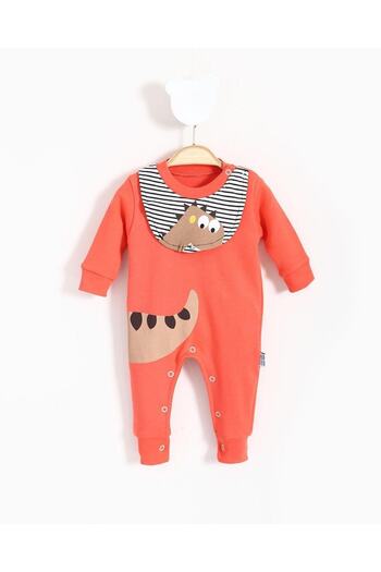 Bubito Baby Romper with Dinosaur Image and Bib Detail