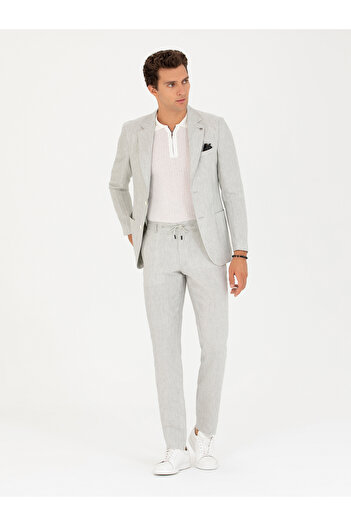 Cacharel Açık Gri Slim Fit %100 Keten Ceket 50268891-VR001