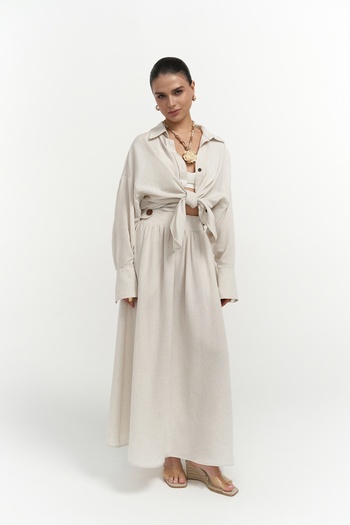 BOHEMAİ Ambra Beige Shirt Skirt Set