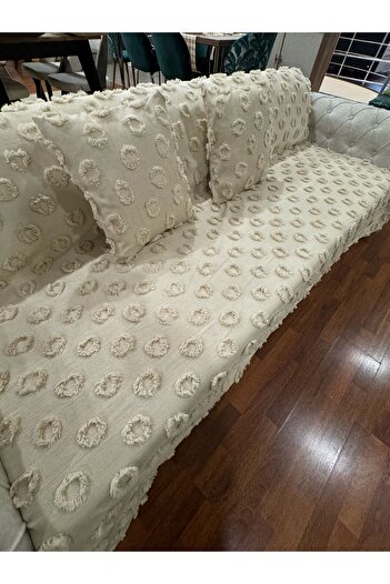 BlueMaison Estiva Butik Şönil Koltuk Örtüsü (Kırlentli) Mucky Bej