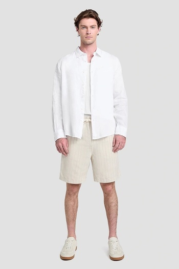 Guess Ls Napa Linen Shirt Men's White Shirt M5Gh73Wh3J0-G011