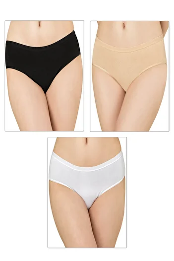 ÖZKAN underwear Özkan 26800 Жіночий 3-х комплект Бавовняний Великий розмір Еластичний Висока талія Бато Трусики