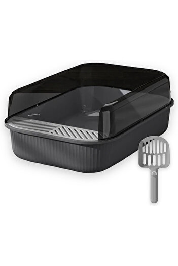 ABYZ Litiera pentru pisici, dimensiuni 50,5x34,5x18,5cm, culoare gri închis