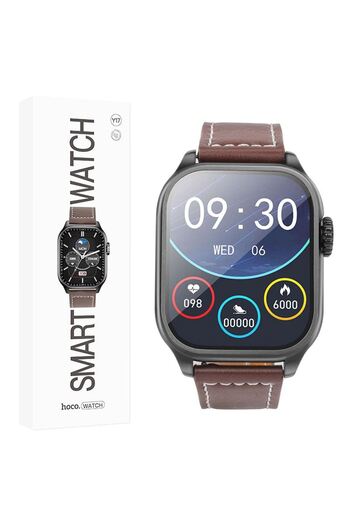 REDz Accessories HOCO Y17 Smart Watch, 300mAh Battery, Bluetooth Call Function, 2.03 inch, Leather look, Brown