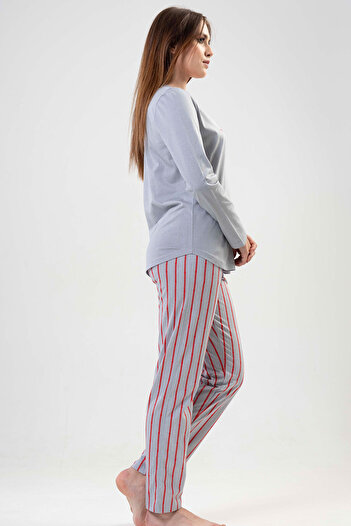 VİENETTA Pamuklu Kadın Uzun Kol Pijama Takım, 203148