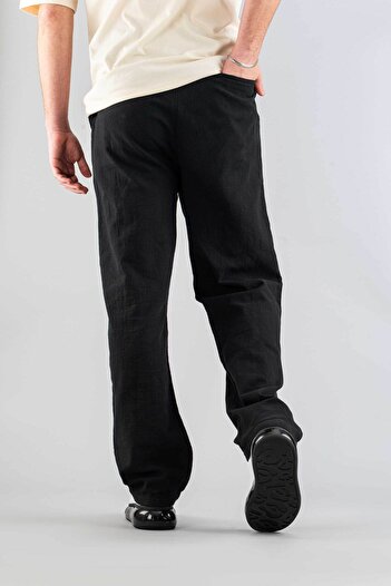 bombe Men's Trousers Elastic Waist Linen Comfortable Stretchy Lycra Basic Cotton Jogger