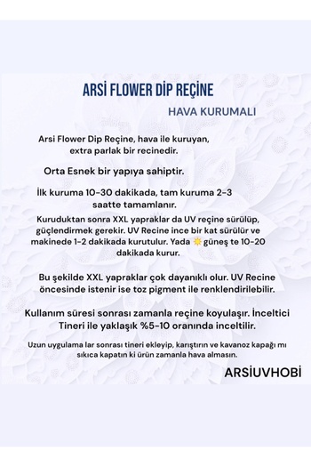 ARSİ Arsi Flower Dip Hava Kurumalı Epoksi Reçine 500 ml Şeffaf