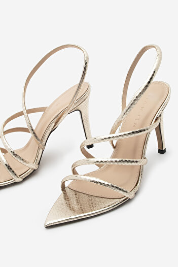 Marjin Cerona Gold - Women's Pointed Toe Ankle Strap Heeled Sandals