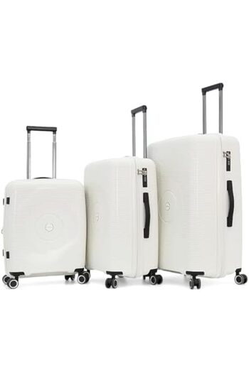 Fancl Hardshell Luggage Set with Wheels, 3 Pieces (White), Polycarbonate (PC)